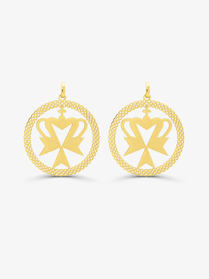 Sultana-Malta EARRINGS Crown Cross Hoop Earrings