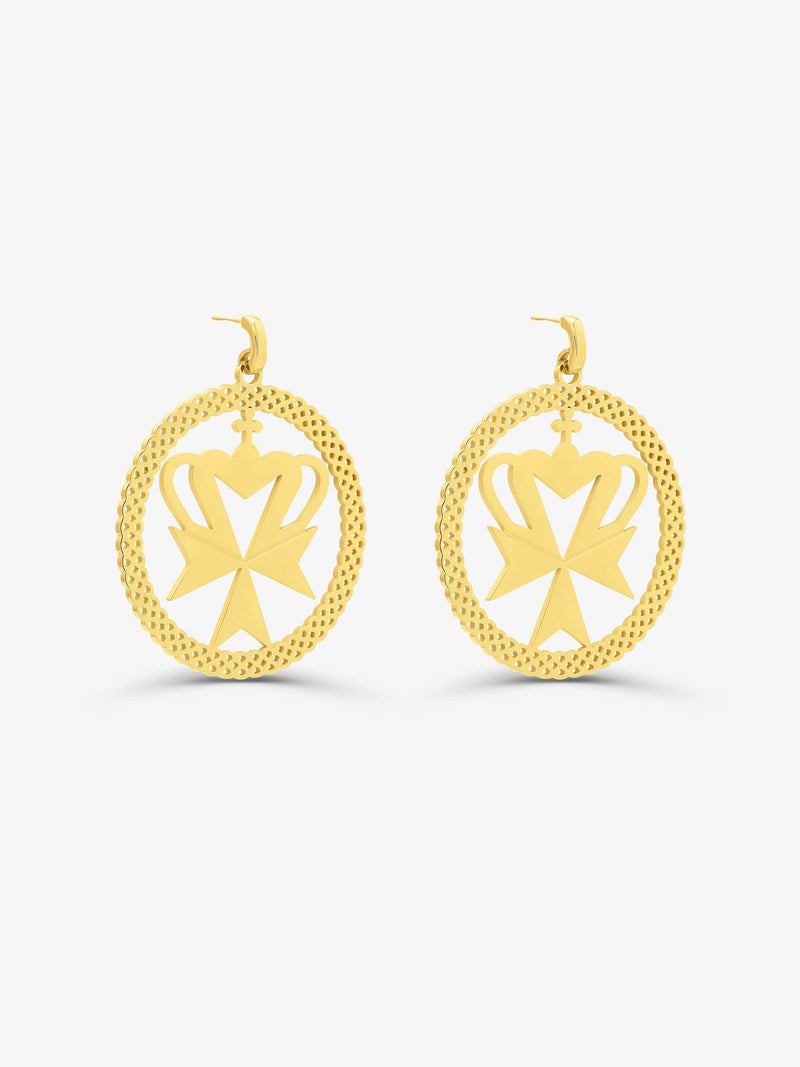Sultana-Malta EARRINGS Crown Cross Hoop Earrings