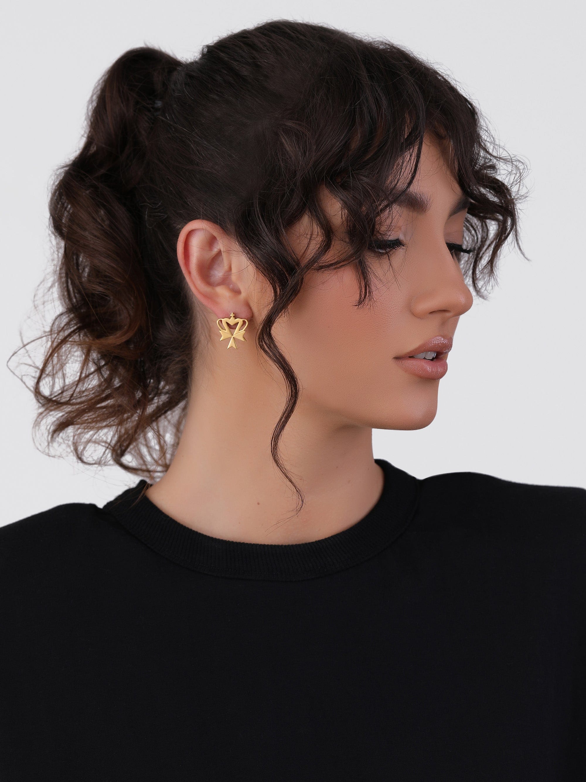Sultana-Malta EARRINGS Crown Cross Stud Earrings