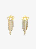 Sultana-Malta EARRINGS Crown Crystal Fringed Earrings Gold