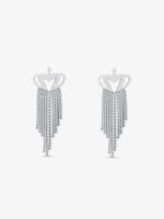 Sultana-Malta EARRINGS Crown Crystal Fringed Earrings Silver
