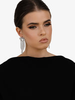 Sultana-Malta EARRINGS Crown Crystal Fringed Earrings Silver