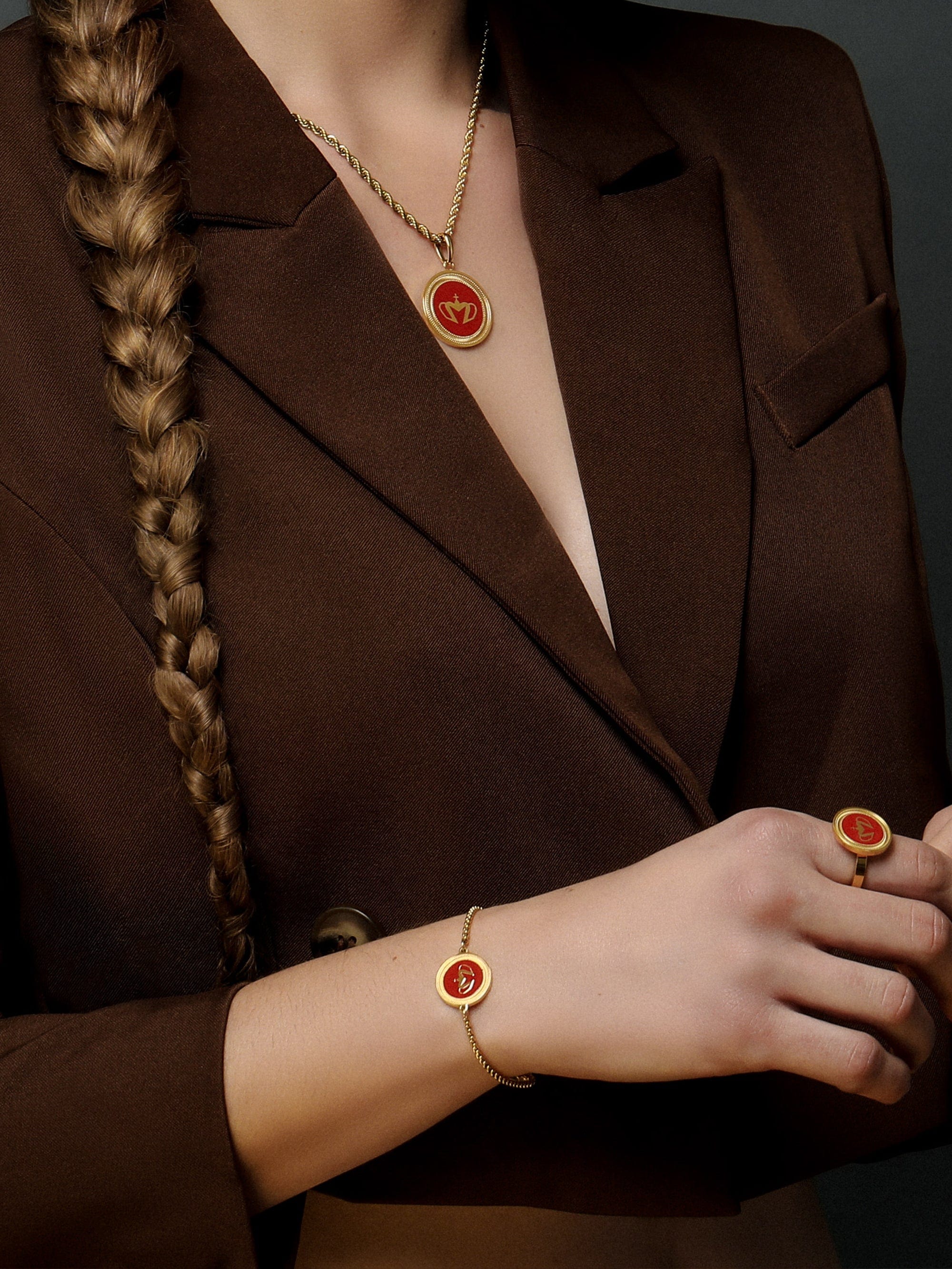 Sultana-Malta BRACELETS Crown Enamel Medal Bracelet Black