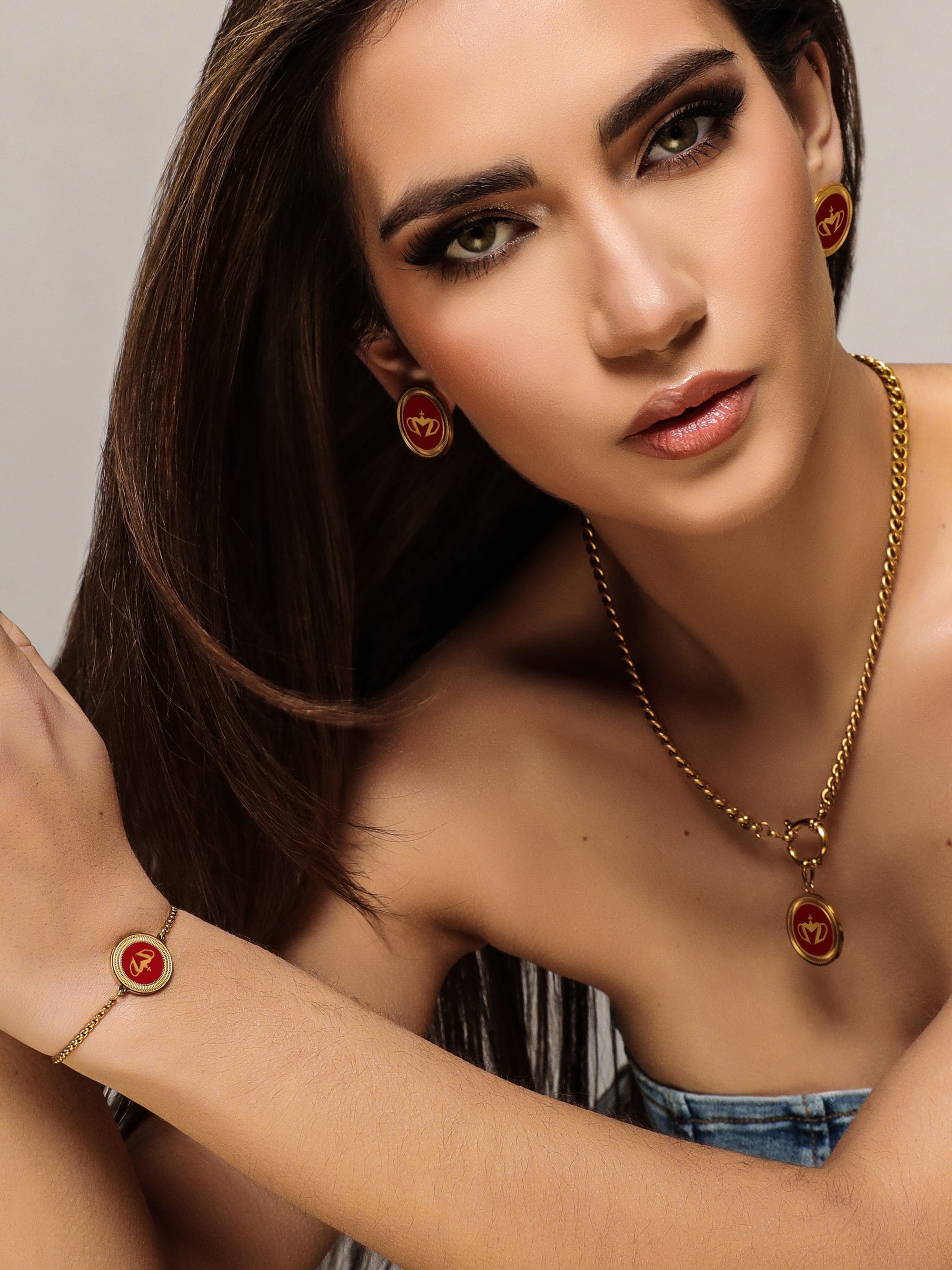 Sultana-Malta BRACELETS Crown Enamel Medal Bracelet Red