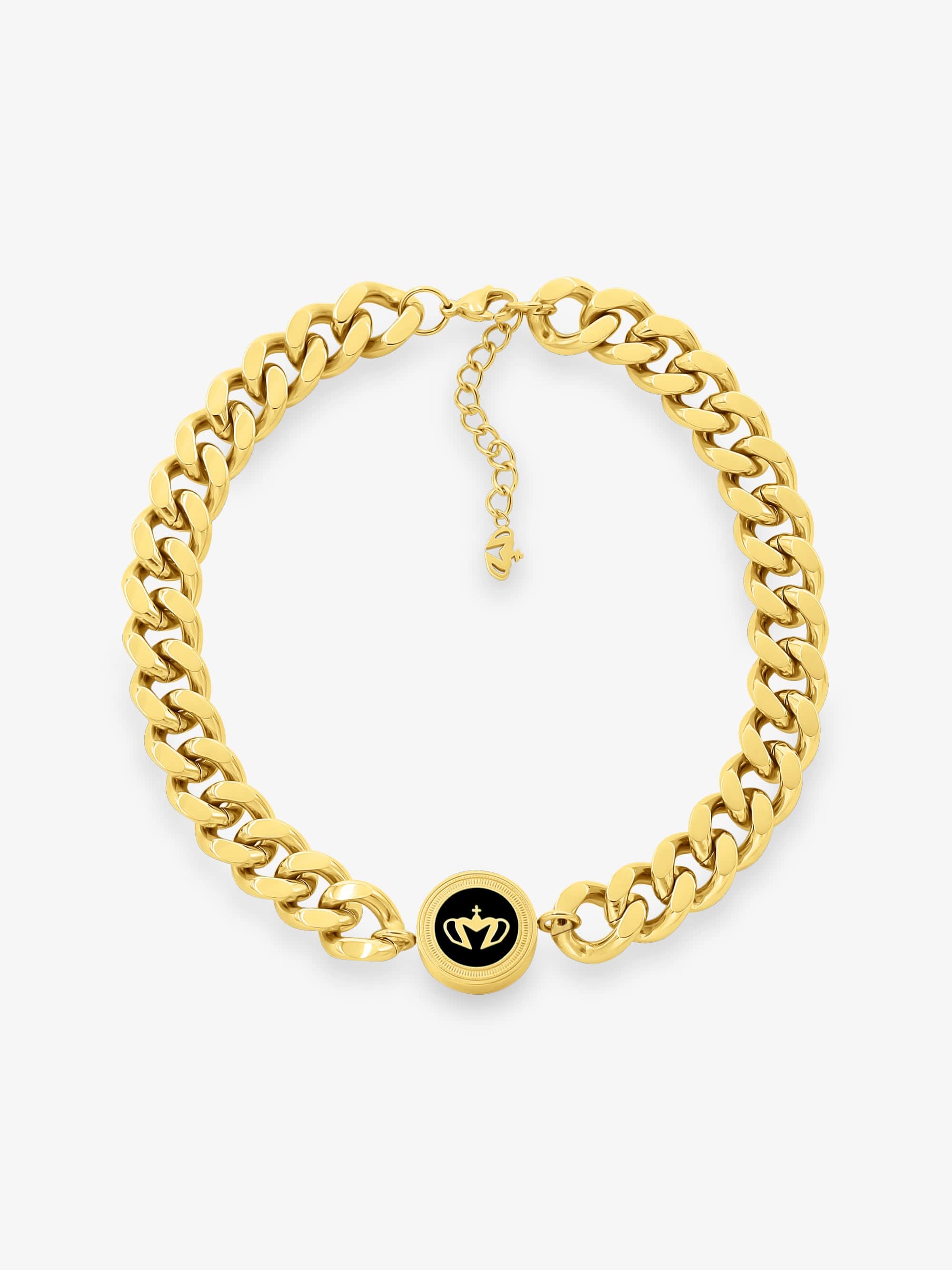 Sultana-Malta NECKLACES Crown Enamel Medal Choker Black