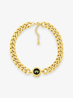 Sultana-Malta NECKLACES Crown Enamel Medal Choker Black
