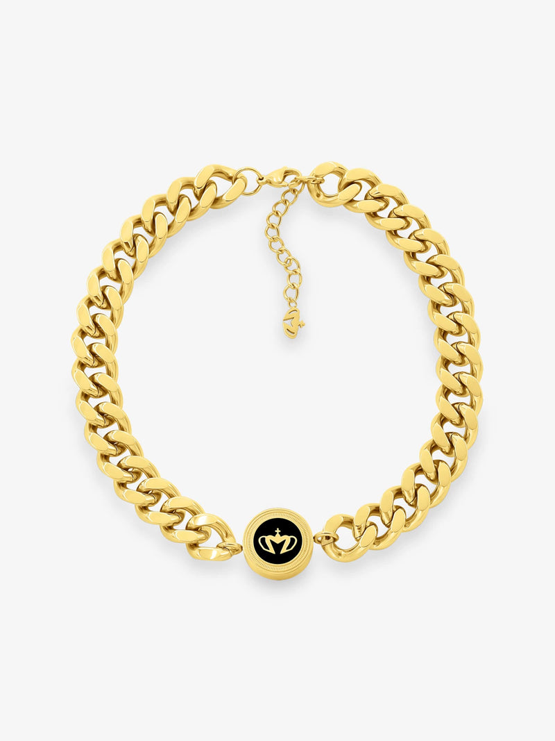 Sultana-Malta NECKLACES Crown Enamel Medal Choker Black