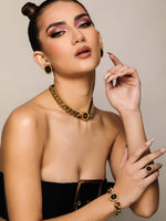 Sultana-Malta NECKLACES Crown Enamel Medal Choker Black