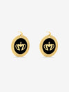 Sultana-Malta EARRINGS Crown Enamel Medal Hoop Earrings Black