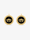 Sultana-Malta EARRINGS Crown Enamel Medal Hoop Earrings Black