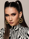 Sultana-Malta EARRINGS Crown Enamel Medal Hoop Earrings Black