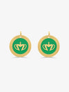 Sultana-Malta EARRINGS Crown Enamel Medal Hoop Earrings Green