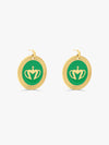 Sultana-Malta EARRINGS Crown Enamel Medal Hoop Earrings Green
