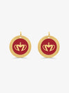 Sultana-Malta EARRINGS Crown Enamel Medal Hoop Earrings Red