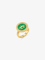 Sultana-Malta RINGS Crown Enamel Medal Ring Green