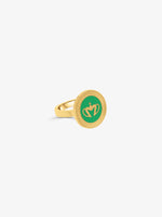 Sultana-Malta RINGS Crown Enamel Medal Ring Green