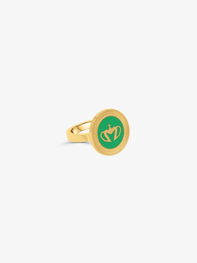 Sultana-Malta RINGS Crown Enamel Medal Ring Green