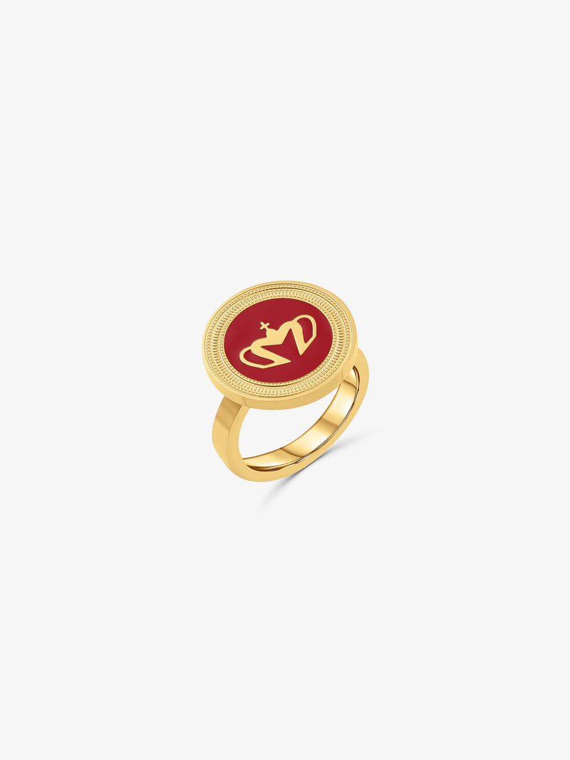 Sultana-Malta RINGS Crown Enamel Medal Ring Red
