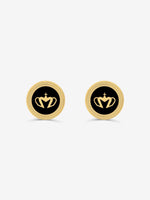 Sultana-Malta EARRINGS Crown Enamel Medal Stud Earrings Black