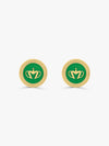 Sultana-Malta EARRINGS Crown Enamel Medal Stud Earrings Green