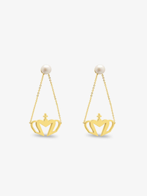 Sultana-Malta EARRINGS Crown Fresh Pearl Chandelier Earrings