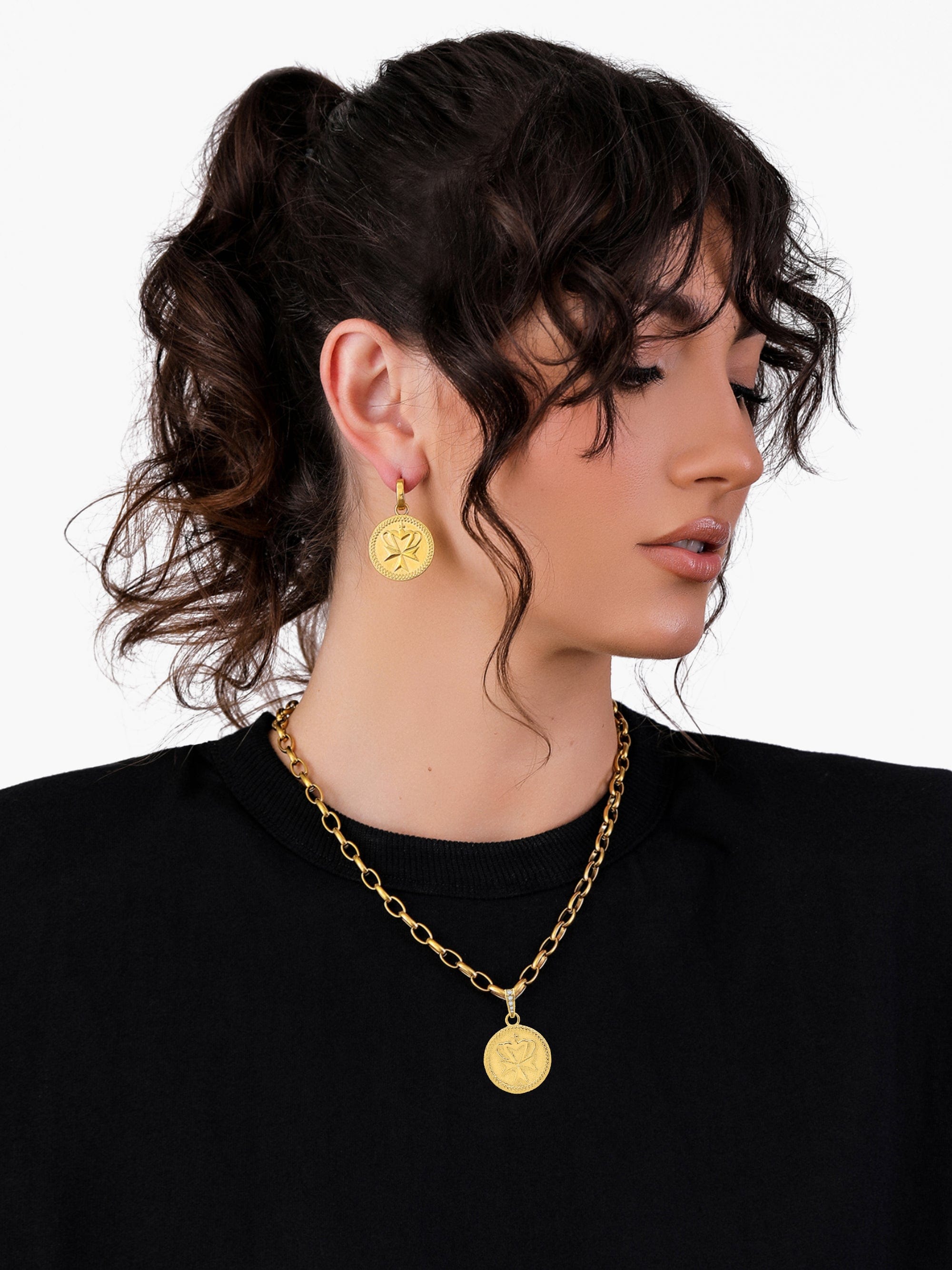 Sultana-Malta EARRINGS Crown Medal Drop Earrings