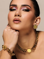 Sultana-Malta EARRINGS Crown Round Medal Stud Earrings
