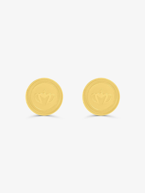 Sultana-Malta EARRINGS Crown Round Medal Stud Earrings