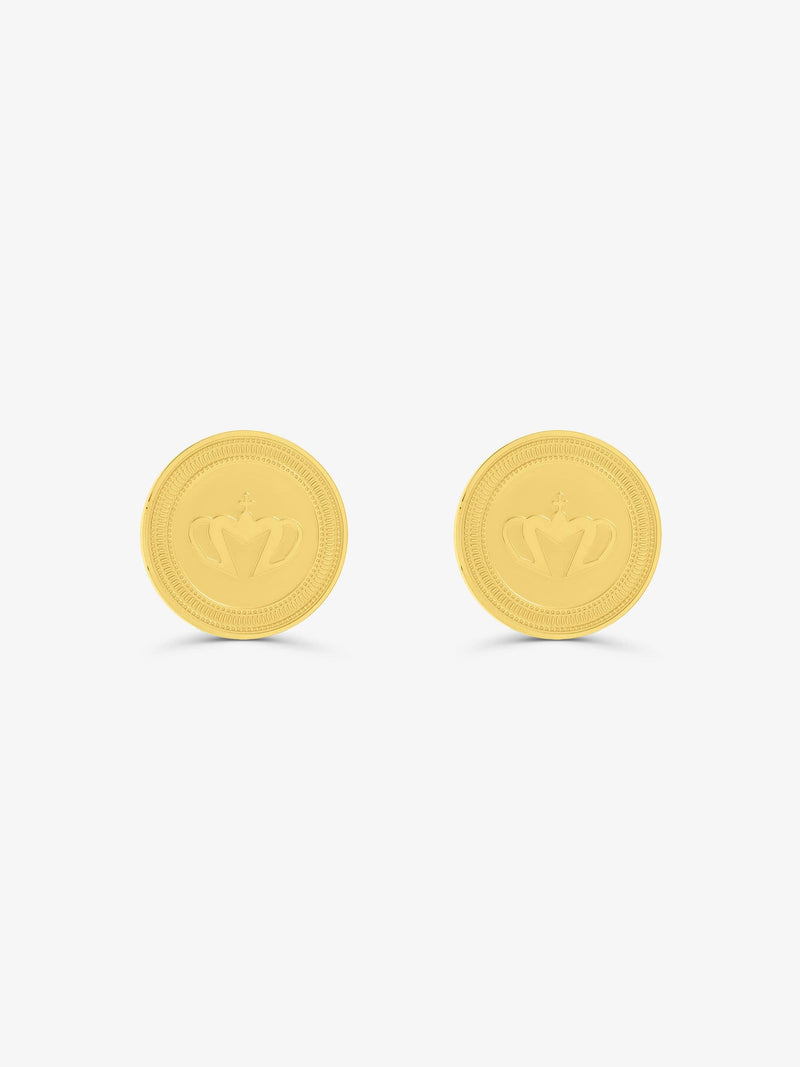 Sultana-Malta EARRINGS Crown Round Medal Stud Earrings