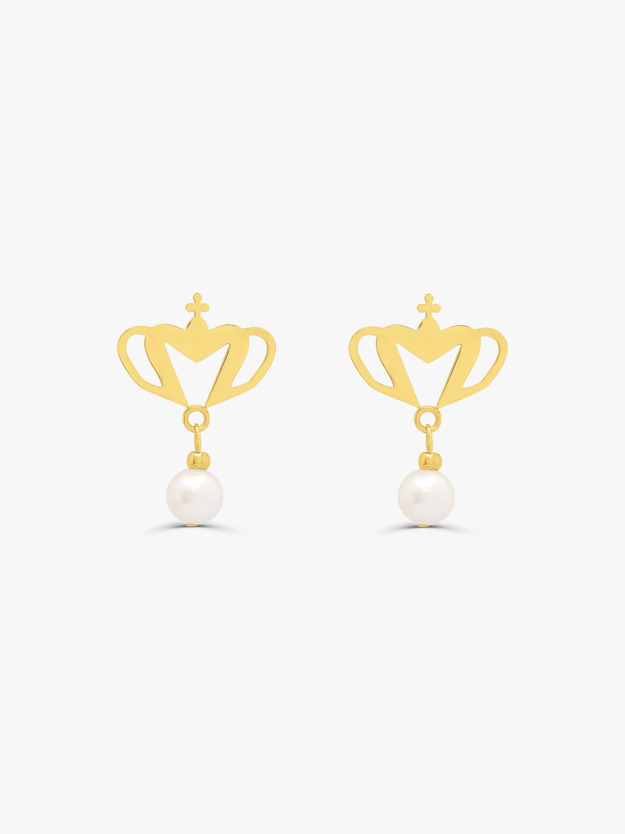 Sultana-Malta EARRINGS Crown Stud Fresh Pearl Earrings