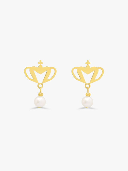 Sultana-Malta EARRINGS Crown Stud Fresh Pearl Earrings