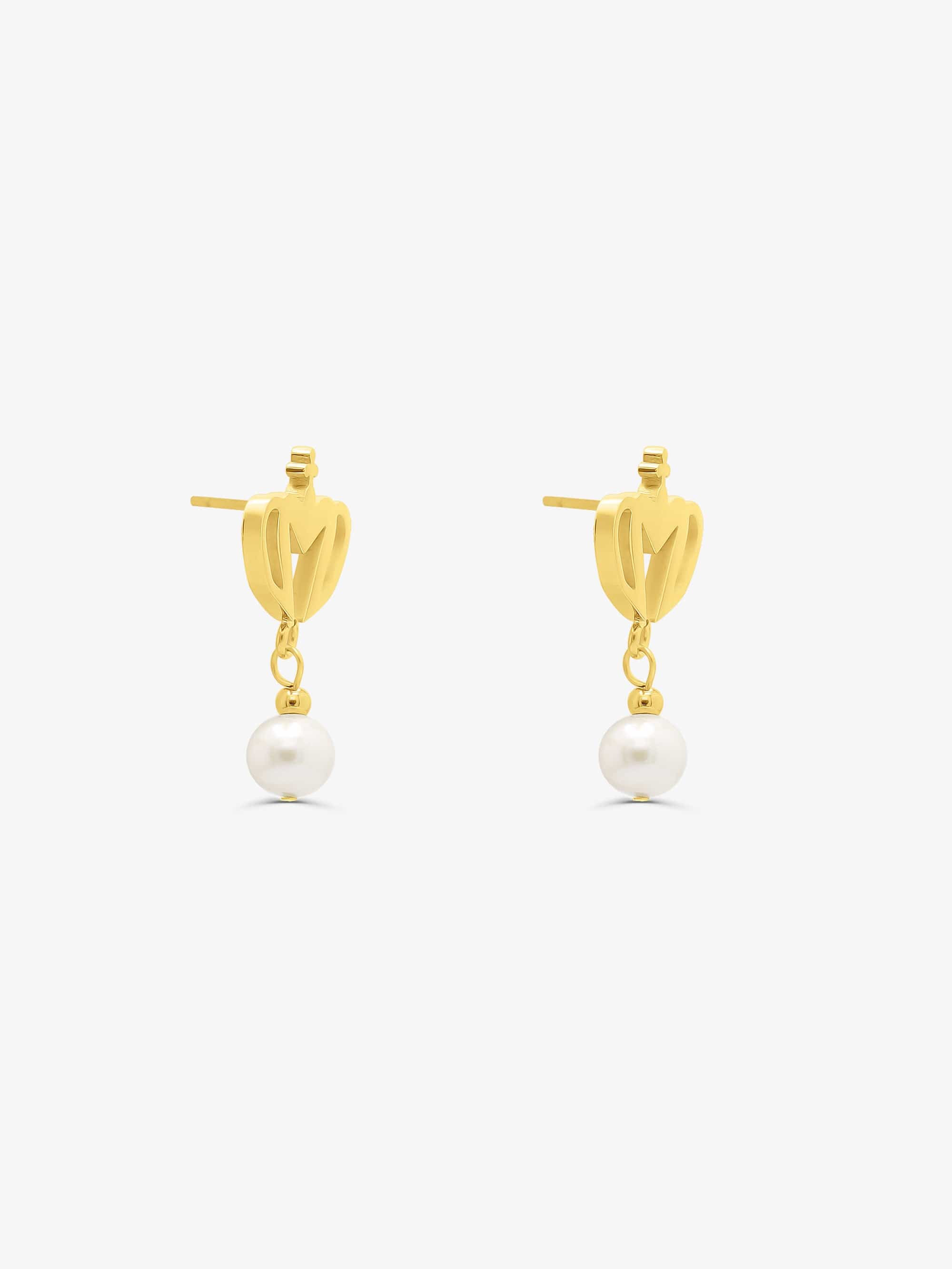 Sultana-Malta EARRINGS Crown Stud Fresh Pearl Earrings