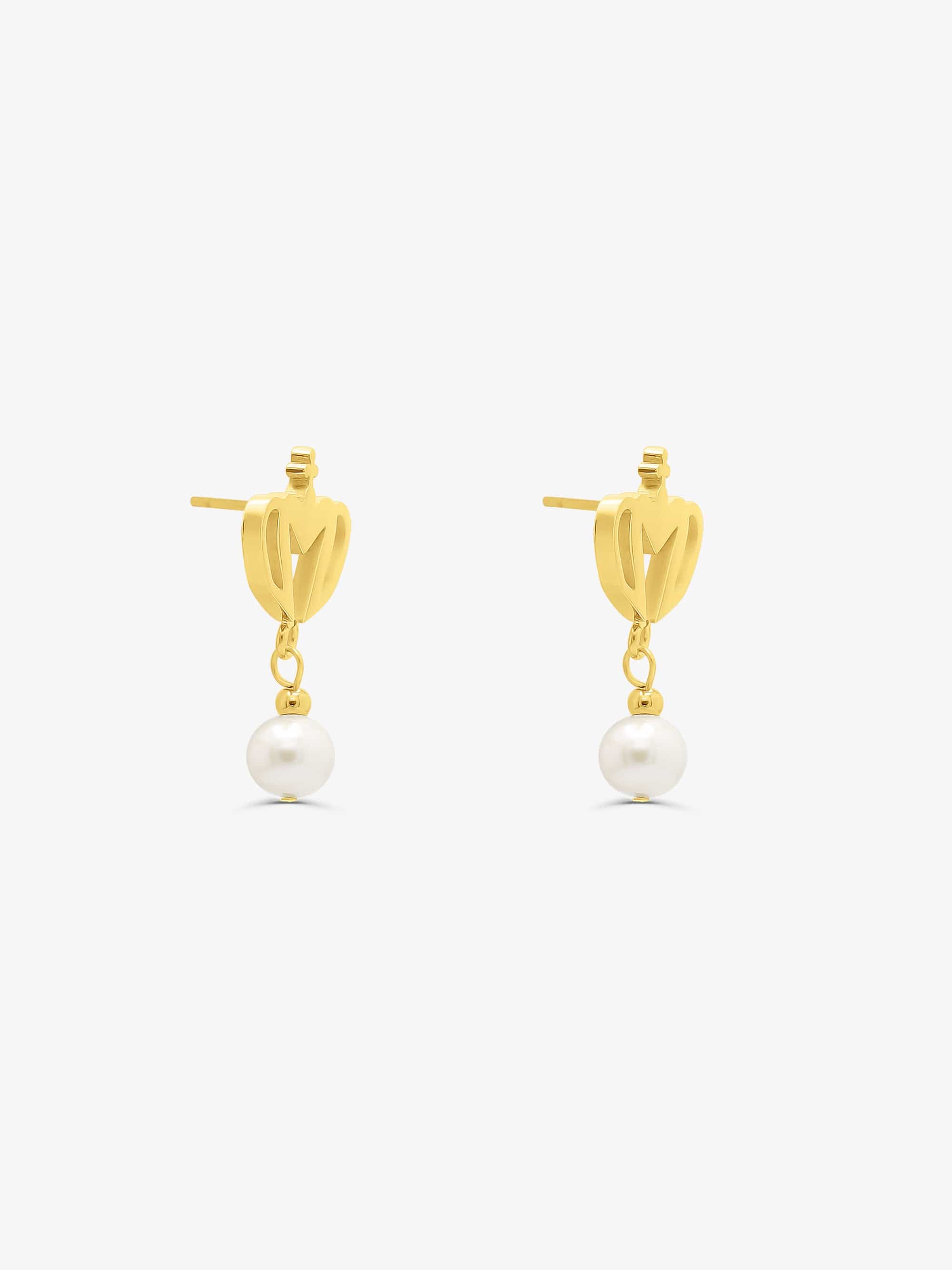 Sultana-Malta EARRINGS Crown Stud Fresh Pearl Earrings