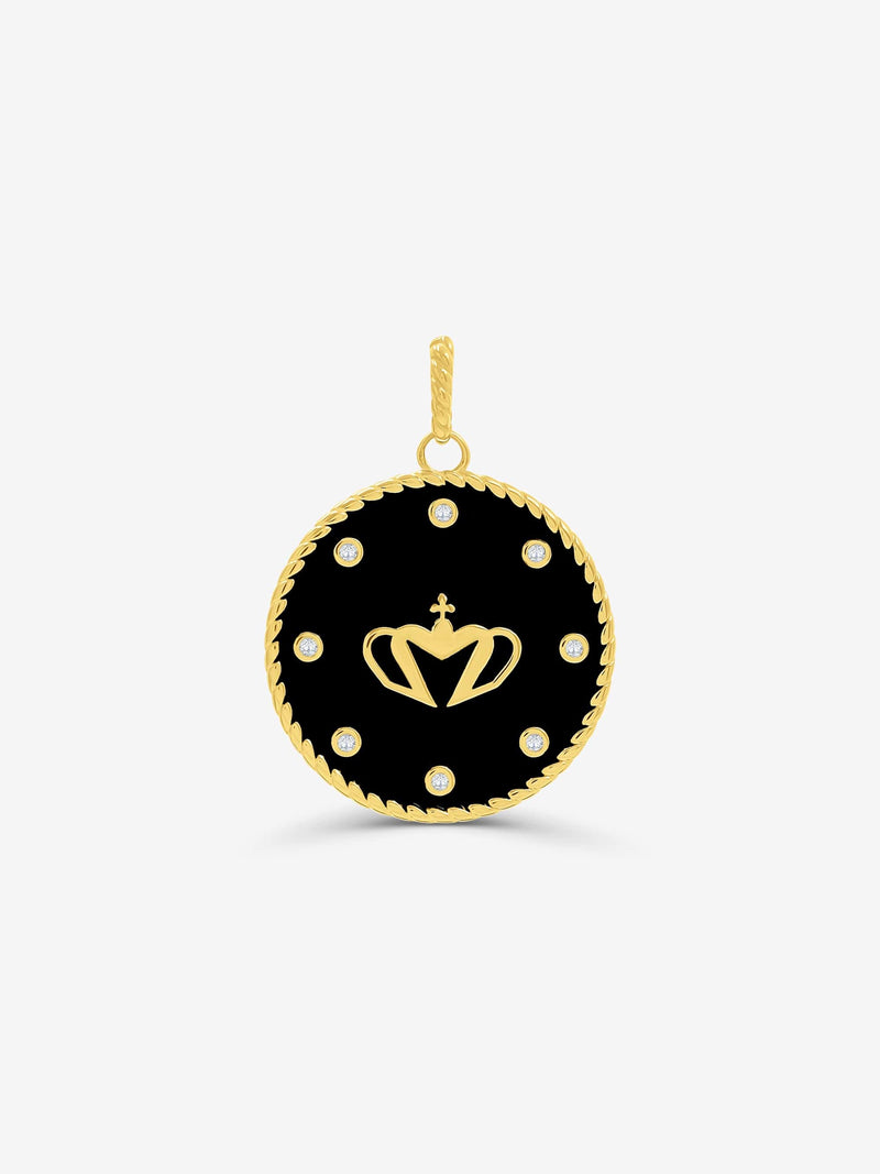 Sultana-Malta PENDANT Crown Zirconia Medal Pendant Black