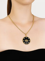Sultana-Malta PENDANT Crown Zirconia Medal Pendant Black