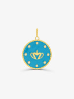 Sultana-Malta PENDANT Crown Zirconia Medal Pendant Cyan