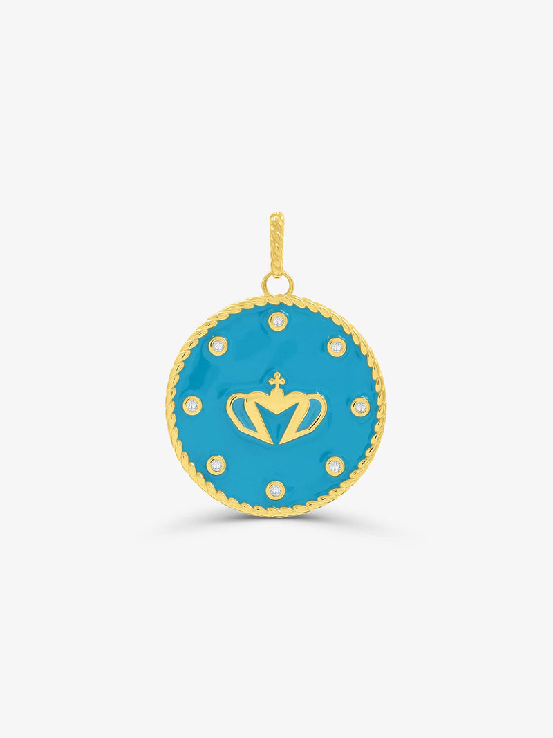 Sultana-Malta PENDANT Crown Zirconia Medal Pendant Cyan