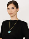 Sultana-Malta PENDANT Crown Zirconia Medal Pendant Cyan