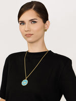 Sultana-Malta PENDANT Crown Zirconia Medal Pendant Cyan