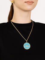 Sultana-Malta PENDANT Crown Zirconia Medal Pendant Cyan