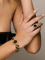 Sultana-Malta BRACELETS Curb Enamel Medal Bracelet Black
