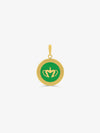 Sultana-Malta NECKLACES Green Enamel Medal Pendant & Pearl Sailor Clasp Chain Set