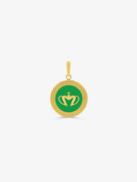 Sultana-Malta NECKLACES Green Enamel Medal Pendant & Pearl Sailor Clasp Chain Set