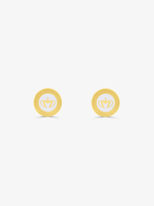 Sultana-Malta EARRINGS Mini Crown Enamel Medal Stud Earrings White