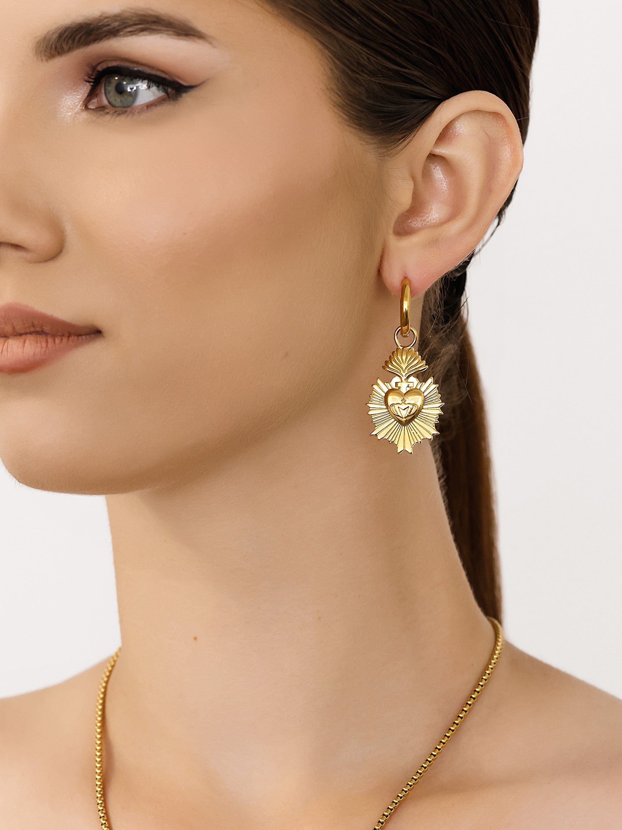 Sultana-Malta EARRINGS Mini Sacred Heart Hoops