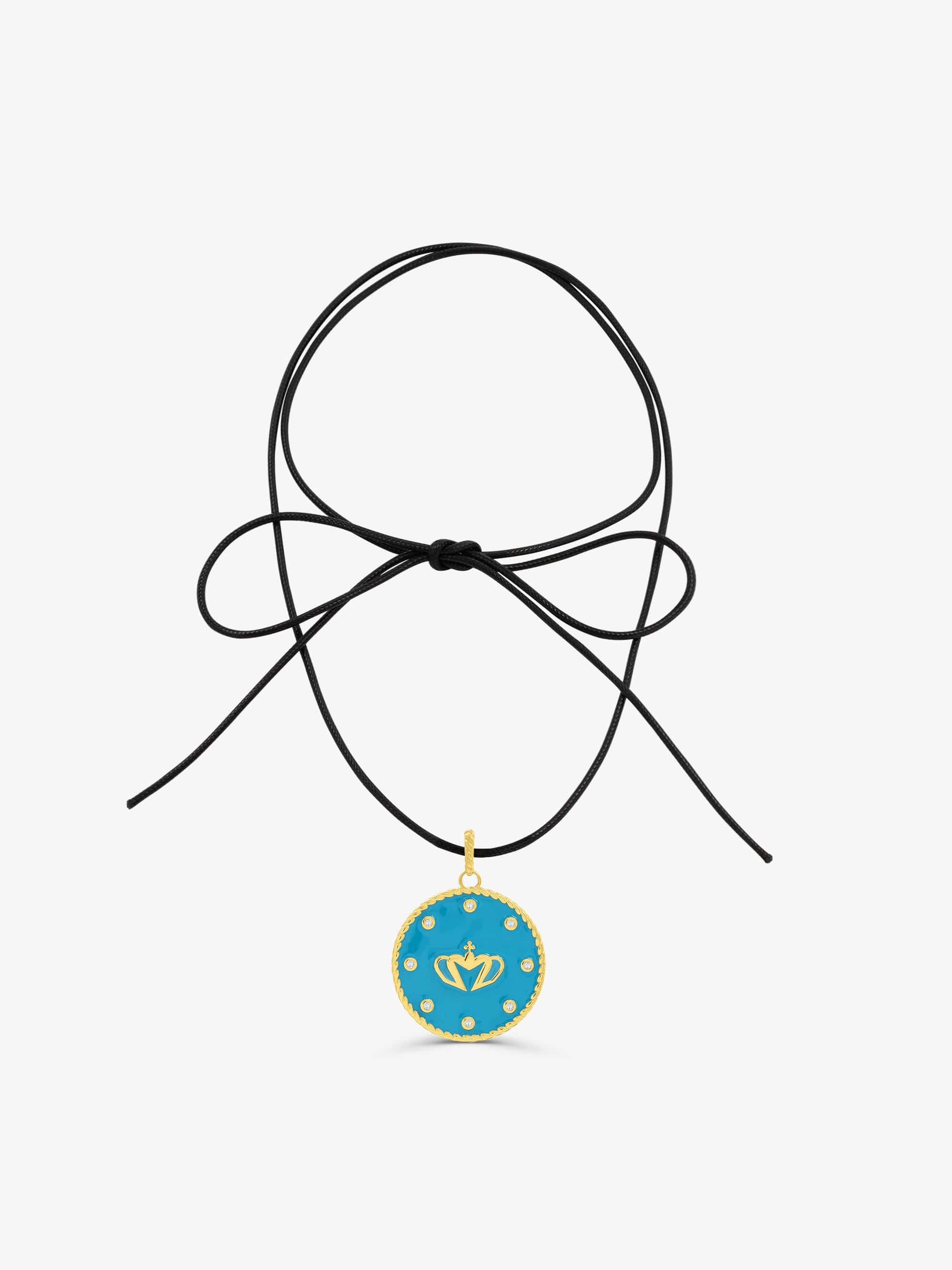 Sultana-Malta PENDANT Zirconia Medal Rope Choker