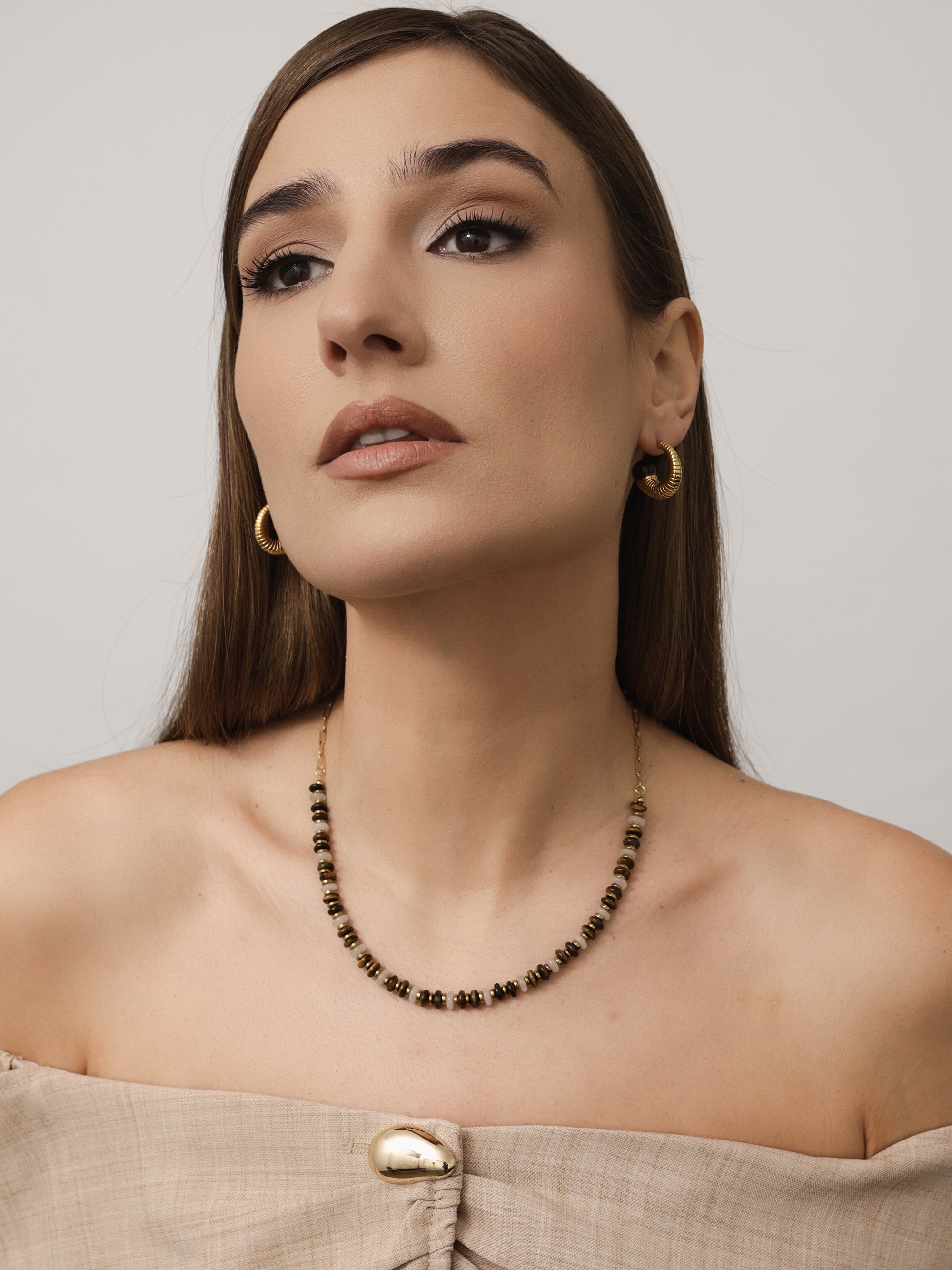 Bronz Eye Hoop Earrings