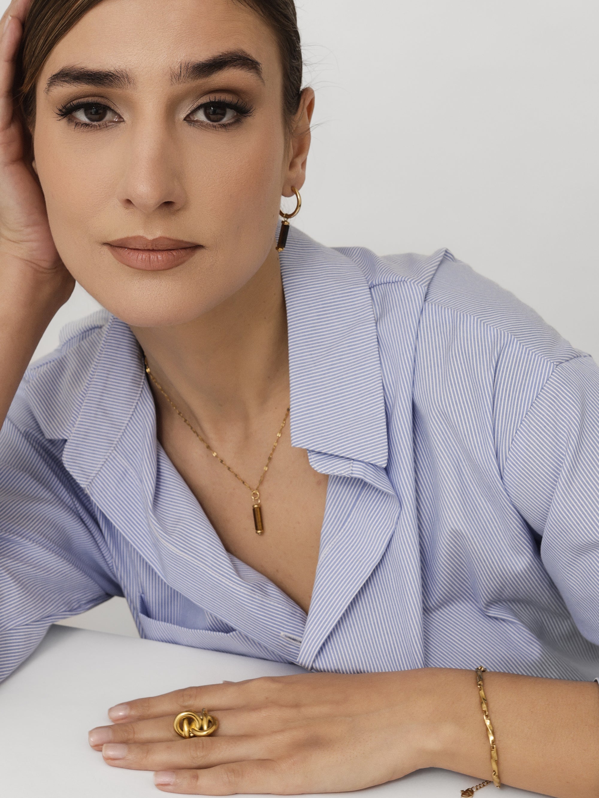 Ember Tiger Eye Hoop Earrings