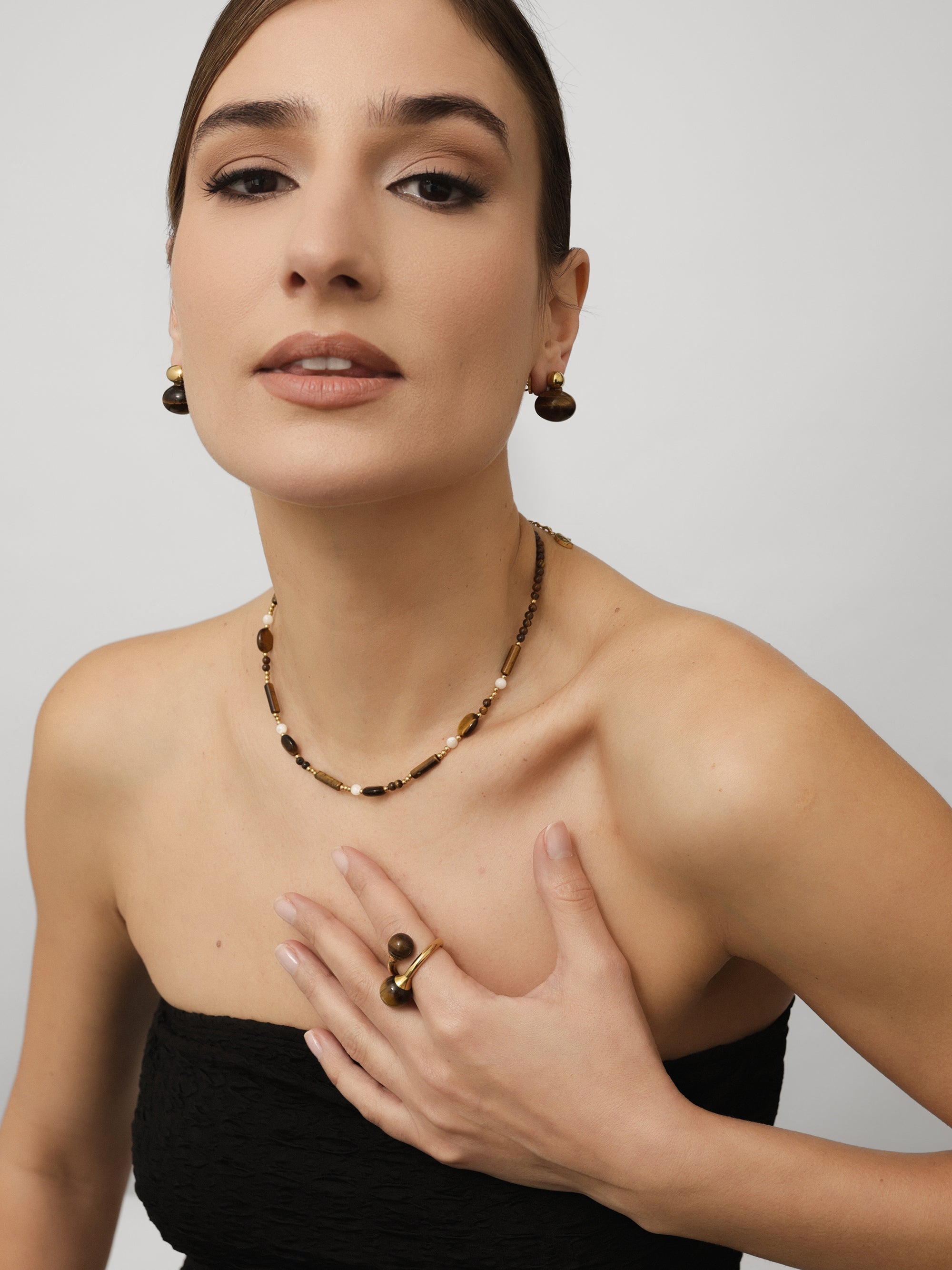 Terra Tiger Eye Stud Earrings