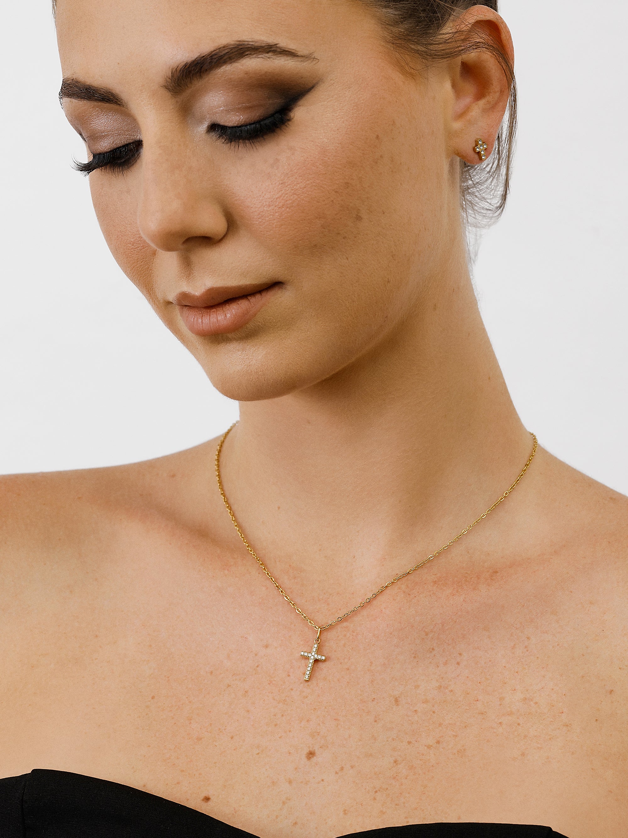Halo Cross Stud Earrings